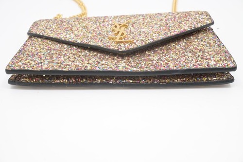 Saint Laurent Schultertasche Glitzer Kette goldfarbene Hardware Vintage von JP gebraucht - Bild 15 von 18