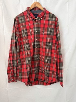 Vintage American Eagle Shirt Mens XL Red Plaid Button Up Flannel Long Sleeve