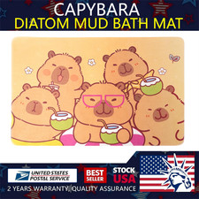 Capybara cartoon Water Absorbent Bath Mat Non-Slip Quick Dry Bathroom Shower Rug