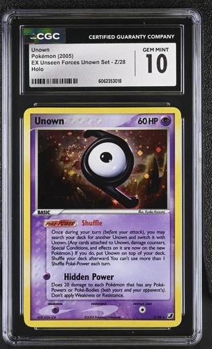 CGC 10 GEM MINT Unown 2005 EX Unseen Forces Unown Set Z/28 Holo SWIRL Pokemon