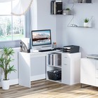 Rotating Home Office L-Shaped Corner Desk w/ Storage Drawer Computer Table White — photo 1