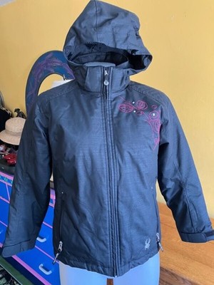 Girls Spyder Spylon XT5000 Ski Jacket-Sz 12-Black-EUC-Warm-Looks New-Hood