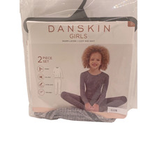 Danskin Girl's Thermals Small 6 / 6x Gray 2 Piece Set Warm Layer Cozy Rib Knit