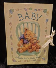 Vintage 1999 Teddy bears baby Keepsake box and photo album