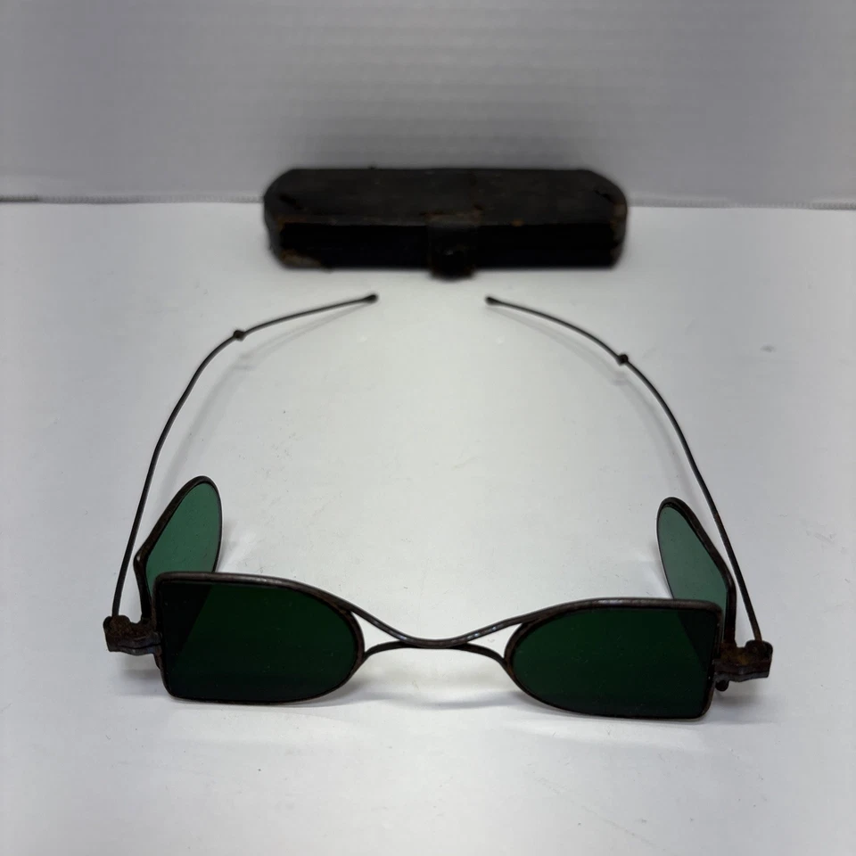 Antique Civil War Spectacle 1800s Victorian Double D Green Eyeglasses Folding - Image 3 of 4
