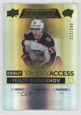2021 Upper Deck Credentials Debut Ticket Access Yellow /249 Yegor Chinakhov 1q2