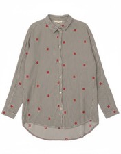 LEE Womens Oversized Shirt Dress UK 10 Small Grey Pinstripe Cotton CS10