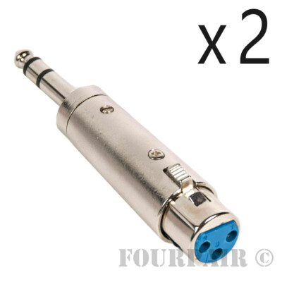 2 Pack - 3pin XLR Female to 1/4'' Stereo TRS Male Plug Audio Cable Mic Adapter