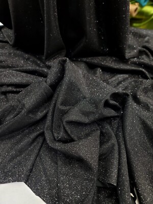 Fabric By The Yard Black Glitter Spandex Stretch Fabric For Dress