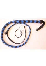 GENUINE LEATHER BULLWHIP/ Snake Whip , 4 FEET, 12 PLAITED, WHITE & BLACK WHIP