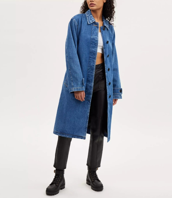 STOF ストフ デニムロングコーチコート NWT COACH Denim Trench Coat CO851 LINED SZ MEDIUM AUTHENTIC