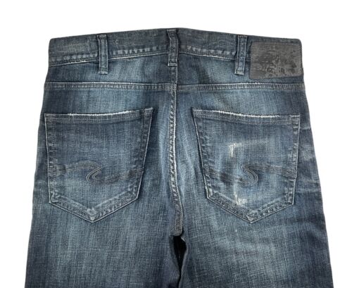 Silver Jeans Eddie Relaxed Fit Tapered Leg Mid Rise Dark Wash Men 32 x 32 DEFECT - Picture 2 of 7