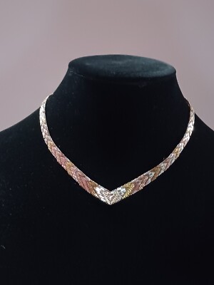 Beutifull 925 Silber Italien Schlange Tri-Color Halskette Halsreif 16'' gebraucht 40 Gramm