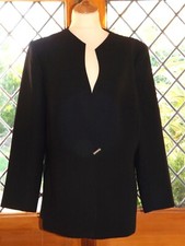 Le Suit, Ladies Fully Lined Black Long Jacket, Size 16 Us