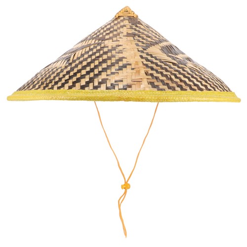 Chapeau En Bambou Asiatique Traditionnel - Diamètre 42-43 Cm - Protection Soleil, Cordon Réglable - Style Fermier Vietnamien