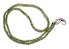 Natural Gem Green Sapphire Faceted 2.5 to 3.5mm Rondelle Bead Necklace 17.5 Inch