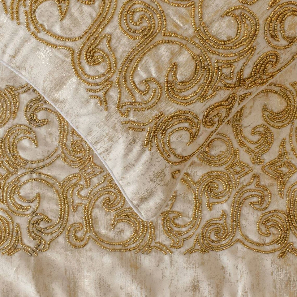 Designer Gold Jacquard King Bed Runner, Bordado - Ornamento Oro - Imagem 3 de 4