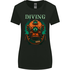 Rétro Immersione Casco Immersioni Diver Cofano Donna più Ampia Taglio T-Shirt