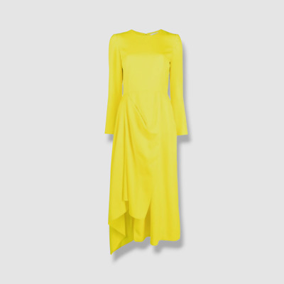 Alexander McQueen AMQ Women Bright Yellow Draped MIDI Dress Size 44