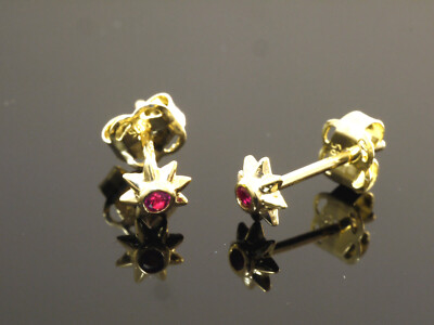 585 Gold Ohrstecker kleine Sternchen 4 mm  Zirkonia Steine