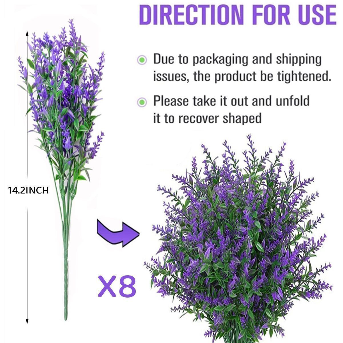 32 Bundles Outdoor Artificial Lavender Fake Flowers UV Resistant Shrubs ...