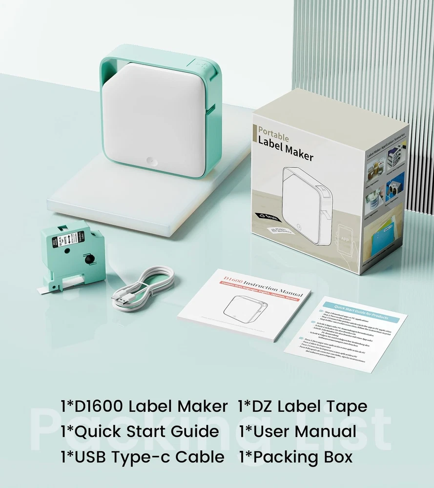 Bluetooth Label Maker D1600 with Tape - Portable Handheld Labeling Machine Bluetooth Label Maker D1600 with Tape - Portable Handheld Labeling Machine