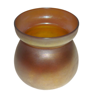 Steuben Aurene Amerikanischer Kunst Glas Hyazinthe Vase Opaleszent Gold Lila
