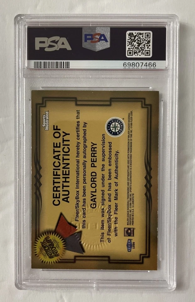 Fleer Sports Illustrated Greats of the Game 1999 Gaylord Perry autógrafo ¡¡PSA!!! Foto 2 de 2