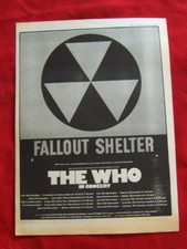 THE WHO FALLOUT SHELTER UK TOUR DATES ORIGINAL 1973 VINTAGE POSTER ADVERT