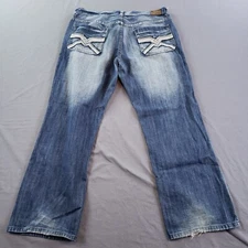 Vintage Flypaper Jeans Mens 38x32 Blue Stone Wash Y2K Skater Wide Leg Baggy Punk
