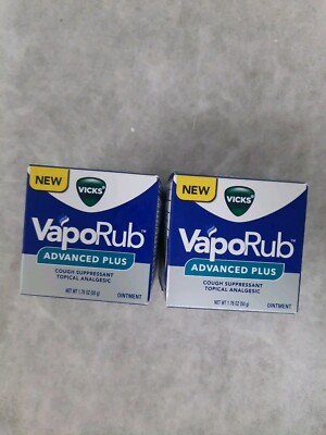 Vicks VapoRub Advanced Plus Cough Suppressant Topical Chest Rub 1.76oz Lot of 2