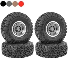4PCS 115mm 1.9" Metal Beadlock Wheel Rim Rubber Tire Set for 1/10 RC Crawler Car