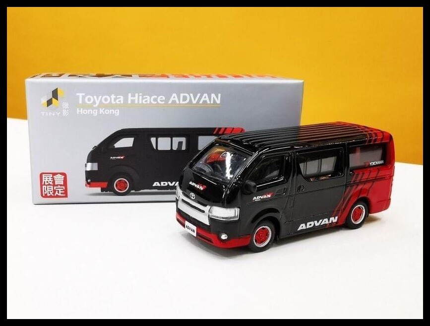 京商 1/64 TOYOTA HIACE ADVAN TINY TOYOTA HIACE ADVAN Van Discast Car New HONG KONG City 1