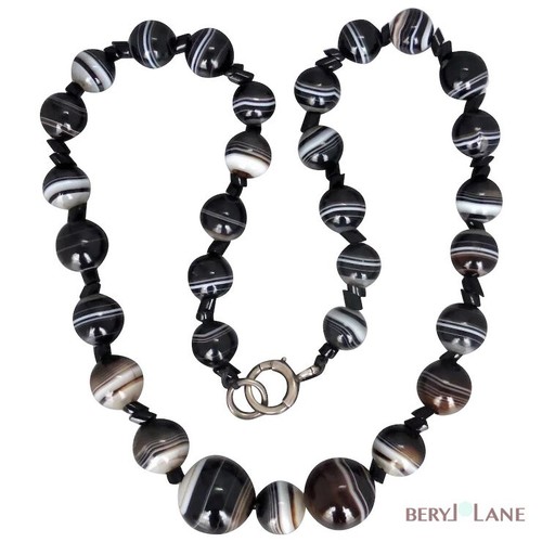 BANDED AGATE Bead NECKLACE | eBay