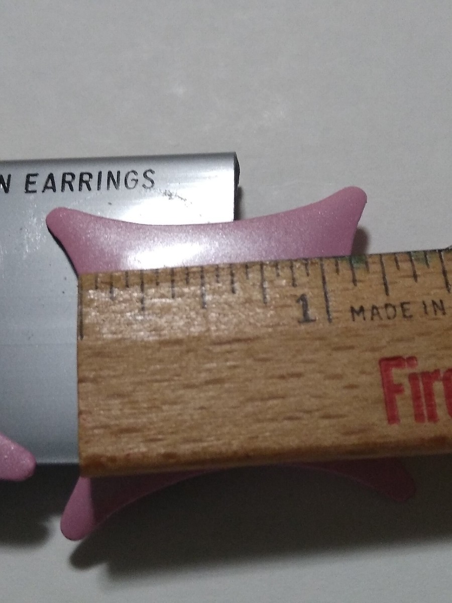VTG RETRO GLAM METALLIC PINK ATOMIC STARS PIERCED METAL EARRINGS View 5