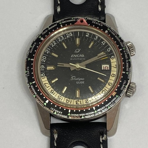ENICAR SHERPA GUIDE GMT 600 WORLD TIME MK2 REF 146/001 AUTOMATIC MOVEMENT 43MM
