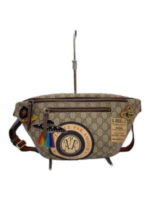 GUCCI waist bag GG Supreme UFO patch PVC Brown 529711 GUCCI waist bag GG Supreme UFO patch PVC Brown 529711