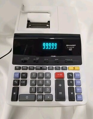 Sharp EL-2630P III 2 Color Printing 12 Digit Electronic Calculator w/ Clock