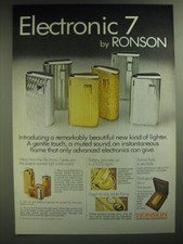 Anuncio electrónico de 7 encendedores de cigarrillos Ronson 1974