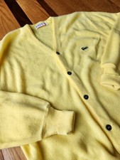 Vintage 60's Izod of London Yellow Cardigan Sweater Orlon Acrylic Lacoste Size L