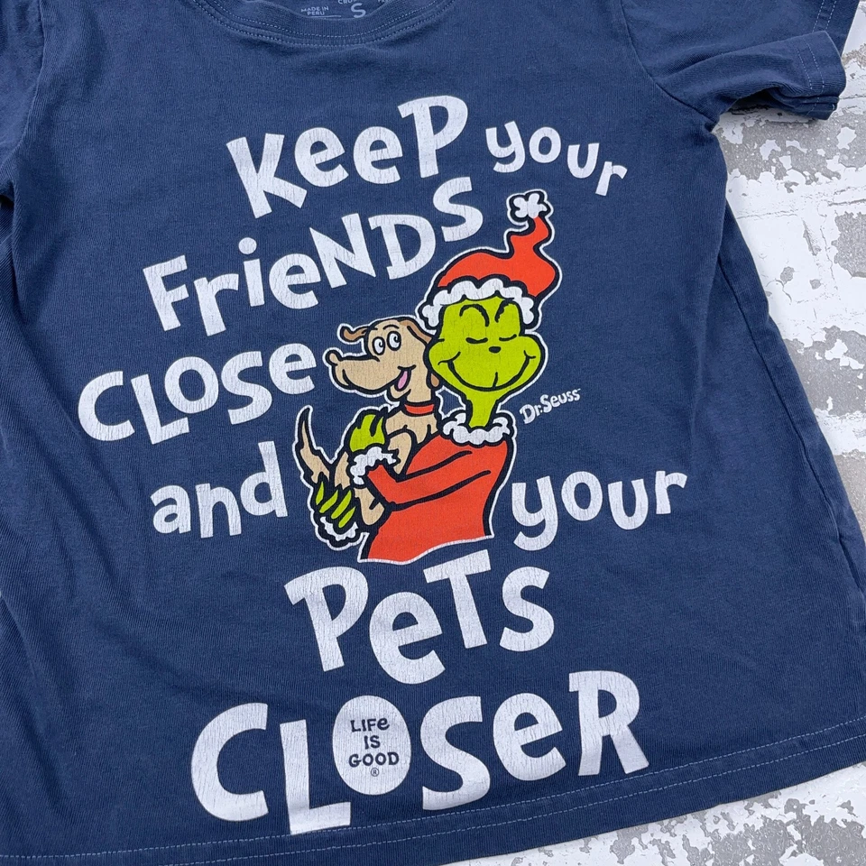 Camisa Life Is Good Niños Pequeña Camiseta Azul El Grinch Dr. Seusss Jóvenes Niños Dibujos Animados Foto 2 de 4