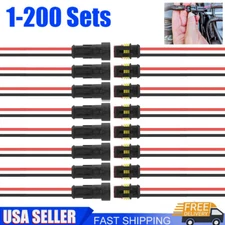 Car Waterproof Electrical Wire Cable Connector Male Female 2Pin Way Plug Kit LOT