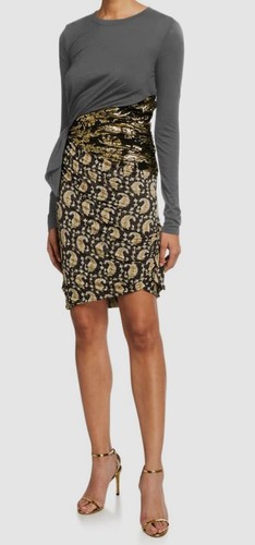 $1895 Altuzarra Women's Gray Paisley Skirt Wool Silk Bodycon Dress Size 44