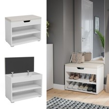 Panca scarpiera Armadio scarpe con panca con 2 ripiani Rolfe Bianco Vicco