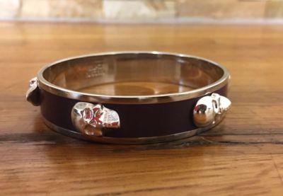 ALEXANDER McQUEEN Violet Skull 3D Emaille & Messing Armreif/Armband 