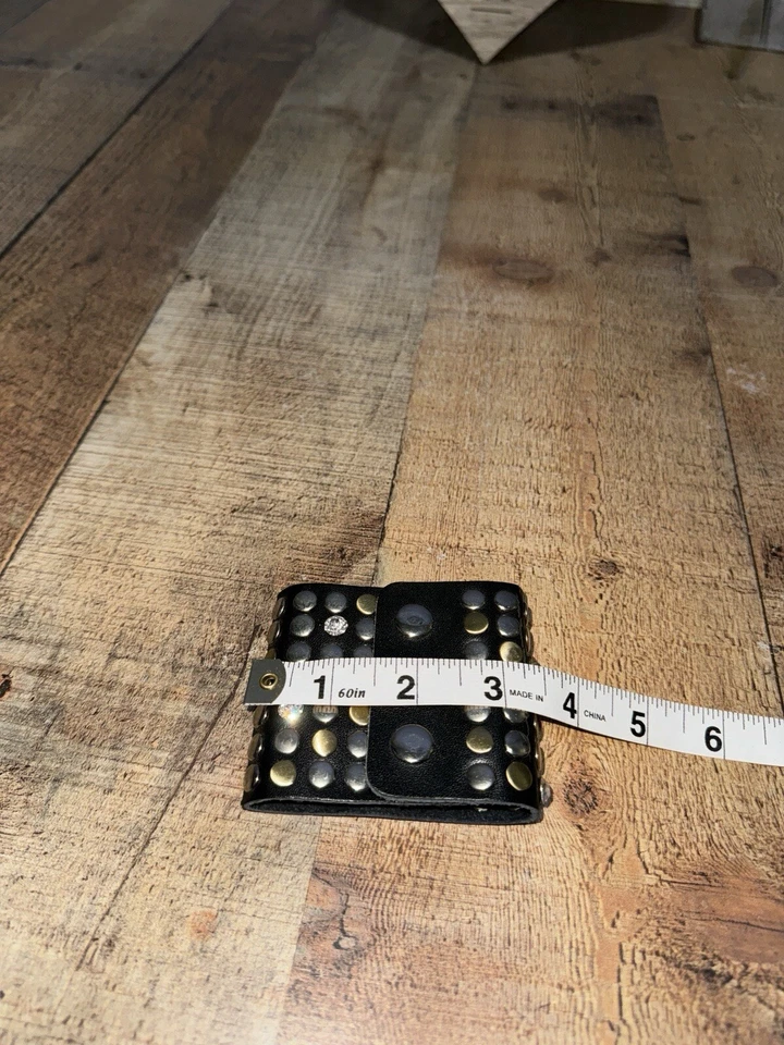 Dazzle Crystal Rhinestone Metal Studs Style Leather Wrap Fashion Bracelet - Image 3 of 4