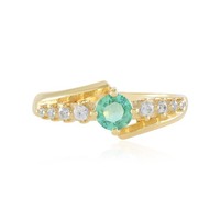 Cavill Ring Damen 925 Sterlingsilber Vergoldet Smaragd GrüN Zirkon Rundschliff-