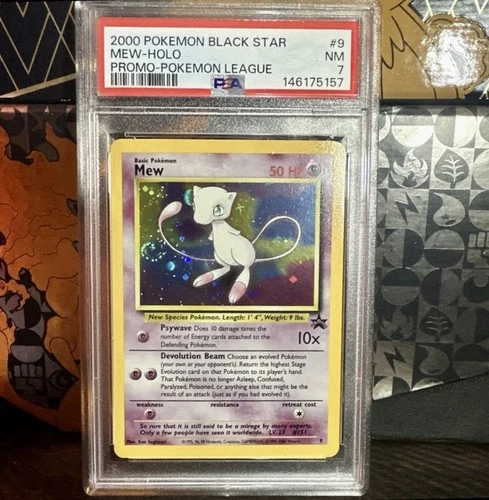2000 MEW Holo 🌀 SWIRL Black Star Promo #9 PSA 7 Pokémon