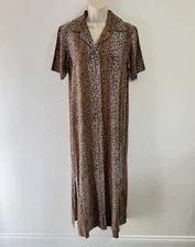 Vintage Y2K 90s Nick & Sarah Maxi Dress S Leopard 100% Raw Silk Grunge Punk