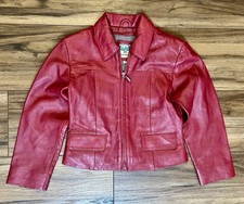 VTG Saguaro Kids Red Leather Jacket Coat Real Leather Sz 7 Youth 90s